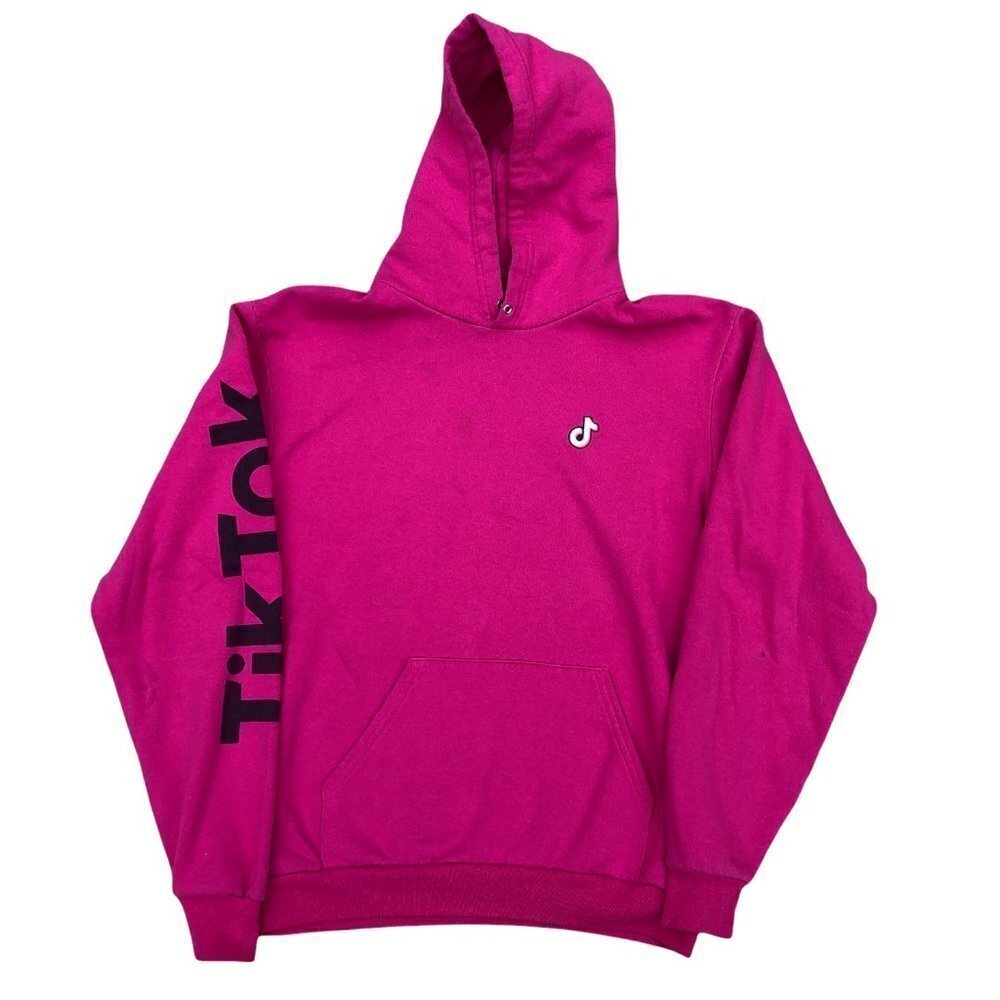 TIK TOK Men's LARGE Official Pink Hoodie Pullover Sweatshirt LARGE Long Sleeve﻿﻿